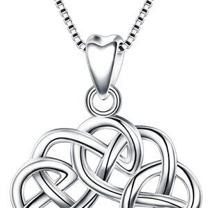 Sterling Silver Celtic Infinity Necklace 19.3in Gift for Women Boss Mom Friend